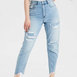 American Eagle Light Wash Distressed Mom Jeans